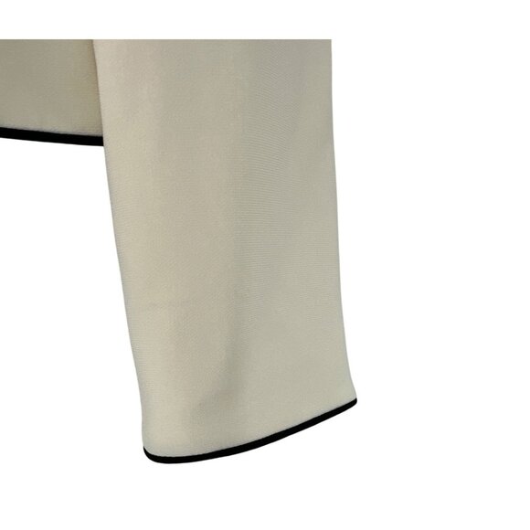 Ann Taylor Petites Ivory Button-Up Blazer With Black Piping Womens 4P - Picture 3 of 10